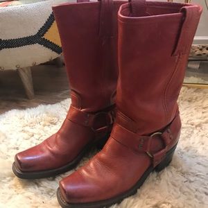 Frye Harness Boots in RED (size 8)